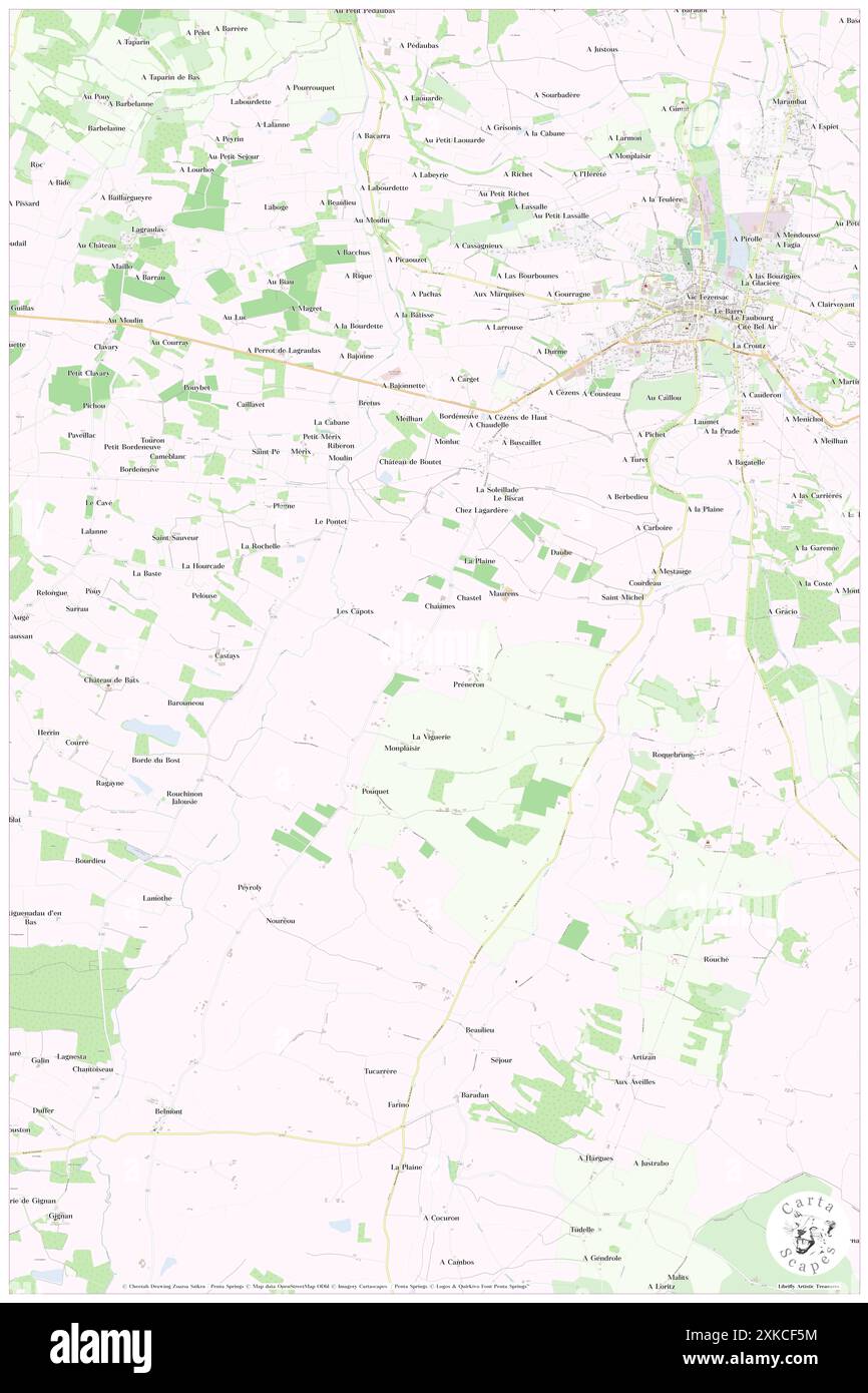 Preneron, Gers, FR, Frankreich, Occitanie, n 43 43' 36'', N 0 16' 36'', Karte, Cartascapes Map, veröffentlicht 2024. Erkunden Sie Cartascapes, eine Karte, die die vielfältigen Landschaften, Kulturen und Ökosysteme der Erde enthüllt. Reisen Sie durch Zeit und Raum und entdecken Sie die Verflechtungen der Vergangenheit, Gegenwart und Zukunft unseres Planeten. Stockfoto