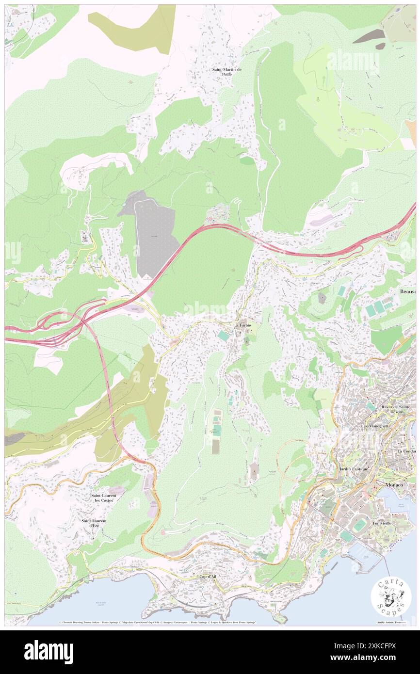 La Turbie, Alpes-Maritimes, FR, Frankreich, Provence-Alpes-Côte d'Azur, n 43 44' 44'', N 7 24' 2'', Karte, Cartascapes Map, veröffentlicht 2024. Erkunden Sie Cartascapes, eine Karte, die die vielfältigen Landschaften, Kulturen und Ökosysteme der Erde enthüllt. Reisen Sie durch Zeit und Raum und entdecken Sie die Verflechtungen der Vergangenheit, Gegenwart und Zukunft unseres Planeten. Stockfoto