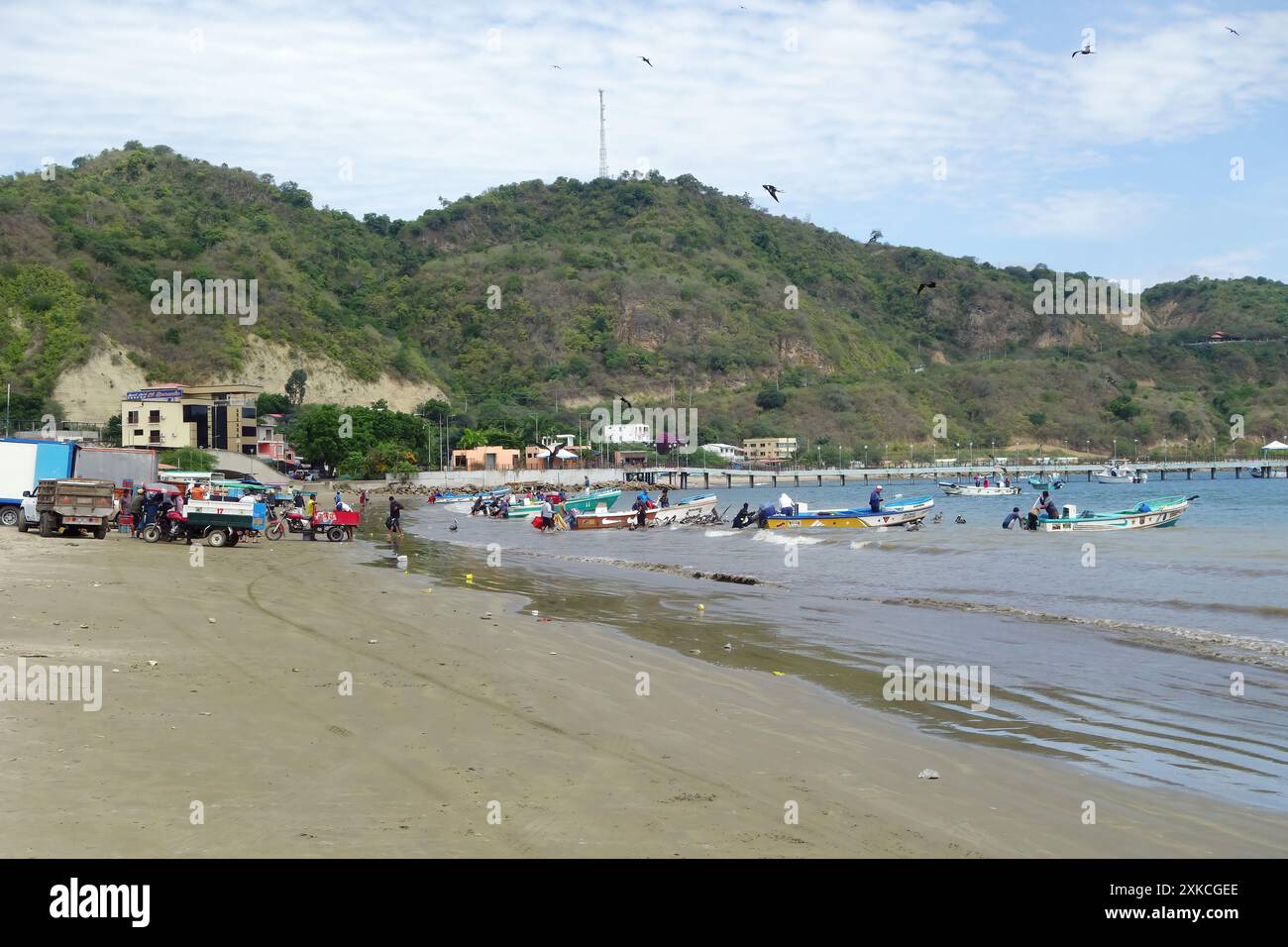 Lokale Fischer, Puerto López, Fischerdorf, Provinz Manabí, Ecuador, Südamerika Stockfoto