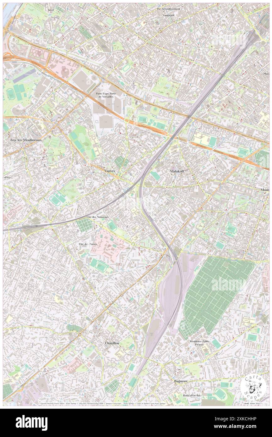 Malakoff, Hauts-de-seine, FR, Frankreich, Île-de-France, n 48 49' 0'', N 2 17' 59'', Karte, Cartascapes Map, veröffentlicht 2024. Erkunden Sie Cartascapes, eine Karte, die die vielfältigen Landschaften, Kulturen und Ökosysteme der Erde enthüllt. Reisen Sie durch Zeit und Raum und entdecken Sie die Verflechtungen der Vergangenheit, Gegenwart und Zukunft unseres Planeten. Stockfoto