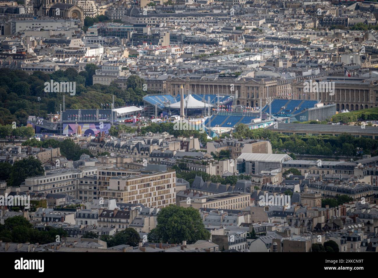 Paris, Frankreich - 22.07.2024: Olympische Spiele Paris 2024. Blick auf die Olympischen Einrichtungen für Basketball, Breaking, Radfahren BMX Freestyle, Skateboardi Stockfoto