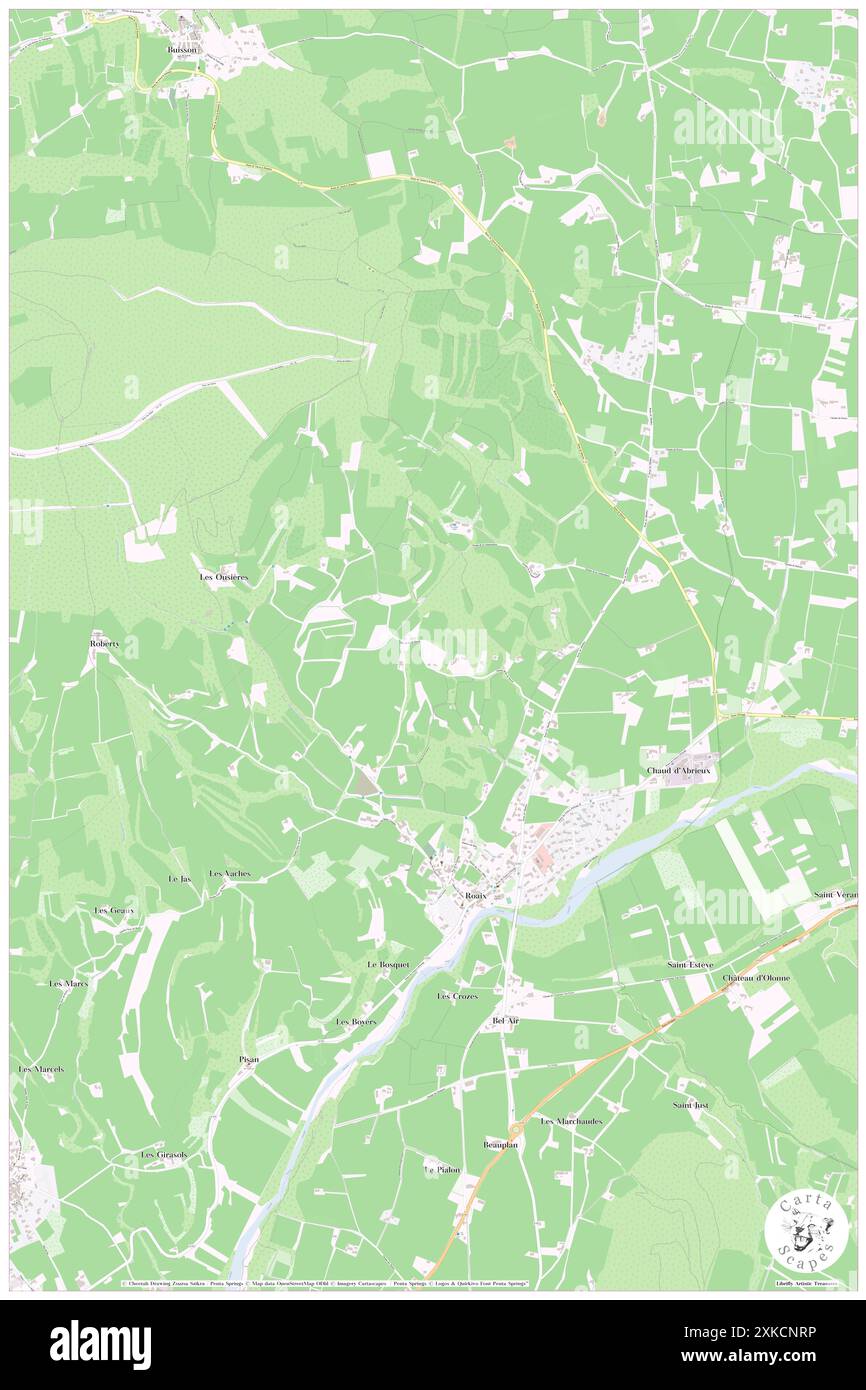 Roaix, Vaucluse, FR, Frankreich, Provence-Alpes-Côte d'Azur, n 44 14' 39''', N 5 0' 50'', Karte, Cartascapes Map, veröffentlicht 2024. Erkunden Sie Cartascapes, eine Karte, die die vielfältigen Landschaften, Kulturen und Ökosysteme der Erde enthüllt. Reisen Sie durch Zeit und Raum und entdecken Sie die Verflechtungen der Vergangenheit, Gegenwart und Zukunft unseres Planeten. Stockfoto