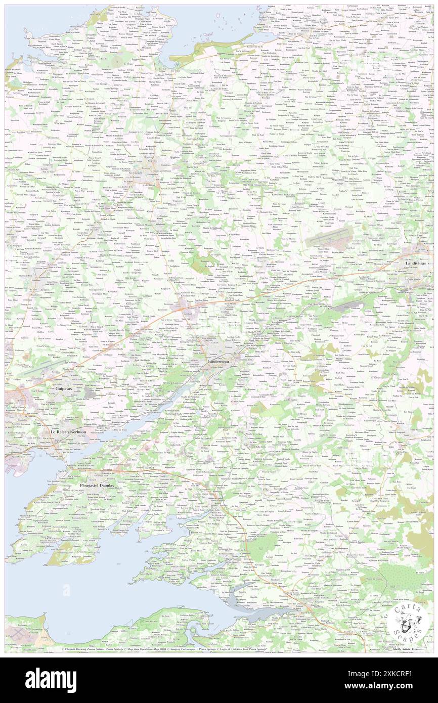 Landerneau, Finistère, FR, Frankreich, Bretagne, n 48 27' 2'', S 4 14' 57'', Karte, Cartascapes Map, veröffentlicht 2024. Erkunden Sie Cartascapes, eine Karte, die die vielfältigen Landschaften, Kulturen und Ökosysteme der Erde enthüllt. Reisen Sie durch Zeit und Raum und entdecken Sie die Verflechtungen der Vergangenheit, Gegenwart und Zukunft unseres Planeten. Stockfoto