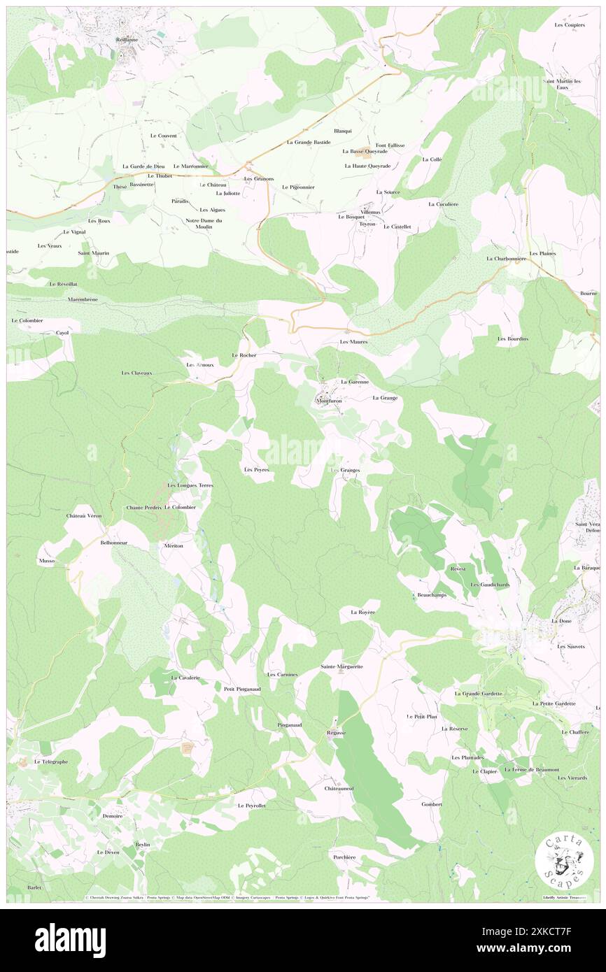 Montfuron, Alpes-de-Haute-Provence, FR, Frankreich, Provence-Alpes-Côte d'Azur, n 43 50' 8''', N 5 41' 38'', Karte, Cartascapes Map, veröffentlicht 2024. Erkunden Sie Cartascapes, eine Karte, die die vielfältigen Landschaften, Kulturen und Ökosysteme der Erde enthüllt. Reisen Sie durch Zeit und Raum und entdecken Sie die Verflechtungen der Vergangenheit, Gegenwart und Zukunft unseres Planeten. Stockfoto