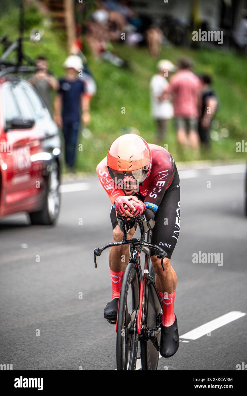 JONATHAN CASTROVIEJO von INEOS GRENADIERS Radfahren in der Tour de France Stage 7 TT (Zeitfahren), zwischen Nuits-Saints-Georges und Gevrey-Chamertain, 24.05.07.24. Stockfoto