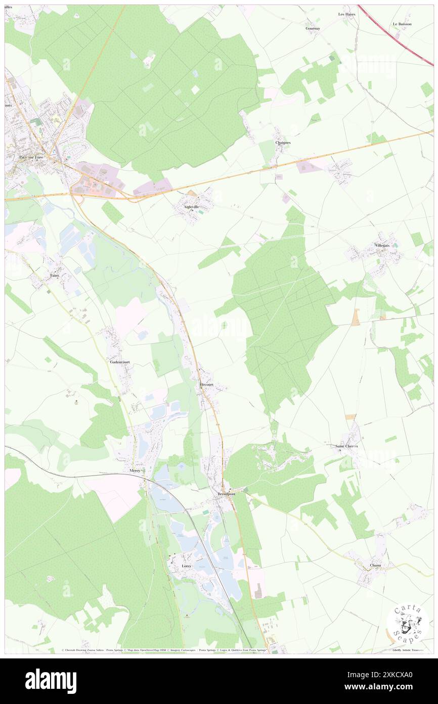 Hecourt, Eure, FR, Frankreich, Normandie, n 48 58' 41'', N 1 25' 17'', Karte, Cartascapes Map, veröffentlicht 2024. Erkunden Sie Cartascapes, eine Karte, die die vielfältigen Landschaften, Kulturen und Ökosysteme der Erde enthüllt. Reisen Sie durch Zeit und Raum und entdecken Sie die Verflechtungen der Vergangenheit, Gegenwart und Zukunft unseres Planeten. Stockfoto