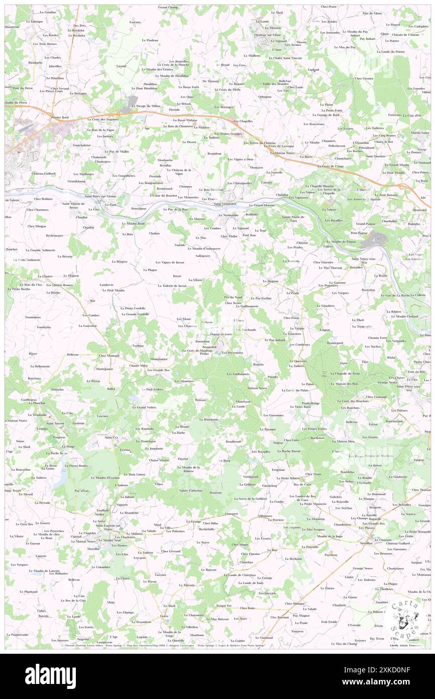 Cognac-la-Foret, Haute-Vienne, FR, Frankreich, Nouvelle-Aquitaine, n 45 50' 3'', N 1 0' 38'', Karte, Cartascapes Map, veröffentlicht 2024. Erkunden Sie Cartascapes, eine Karte, die die vielfältigen Landschaften, Kulturen und Ökosysteme der Erde enthüllt. Reisen Sie durch Zeit und Raum und entdecken Sie die Verflechtungen der Vergangenheit, Gegenwart und Zukunft unseres Planeten. Stockfoto