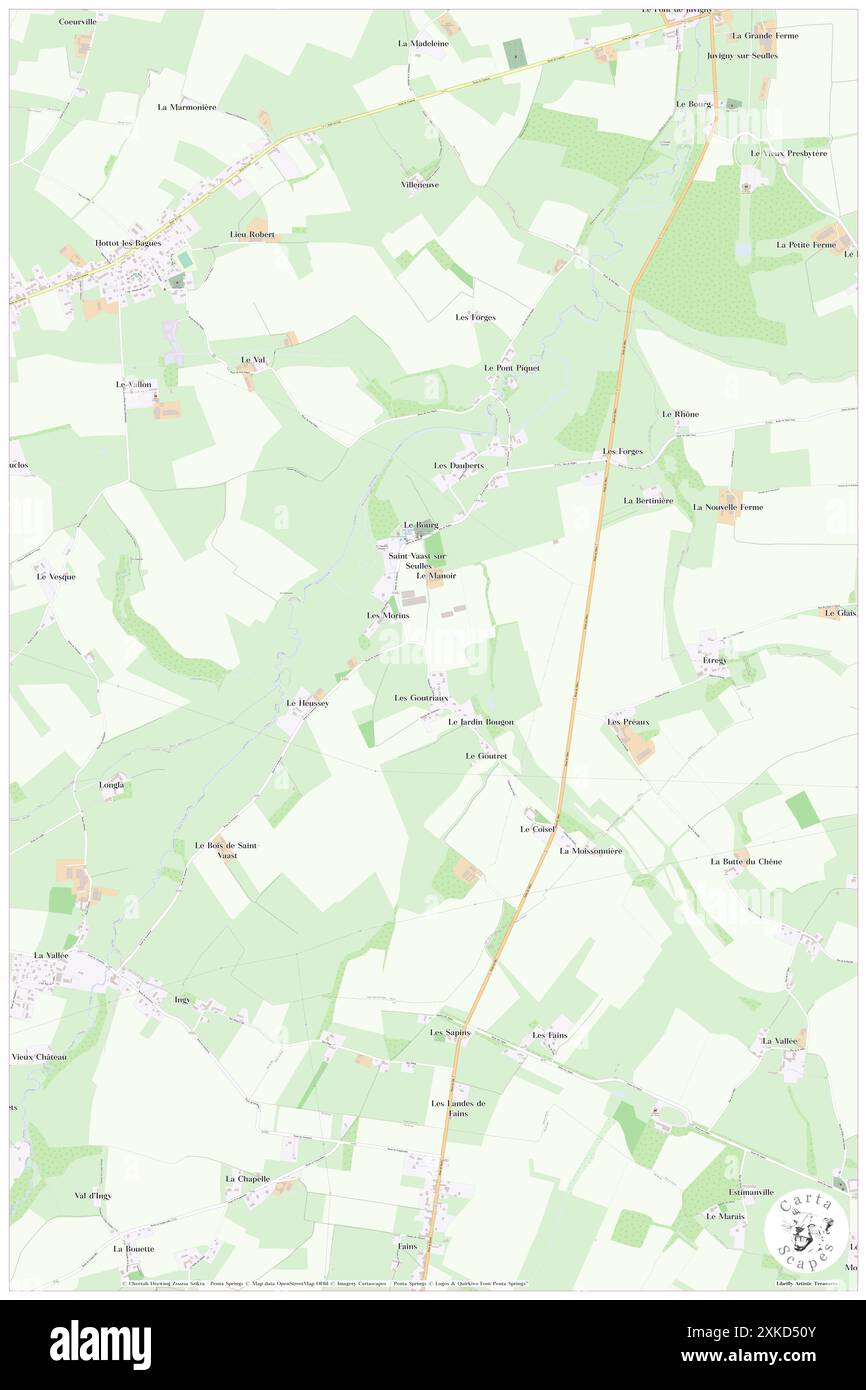 Saint-Vaast-sur-Seulles, Calvados, FR, Frankreich, Normandie, n 49 8' 30'', S 0 37' 59'', Karte, Cartascapes Map, veröffentlicht 2024. Erkunden Sie Cartascapes, eine Karte, die die vielfältigen Landschaften, Kulturen und Ökosysteme der Erde enthüllt. Reisen Sie durch Zeit und Raum und entdecken Sie die Verflechtungen der Vergangenheit, Gegenwart und Zukunft unseres Planeten. Stockfoto