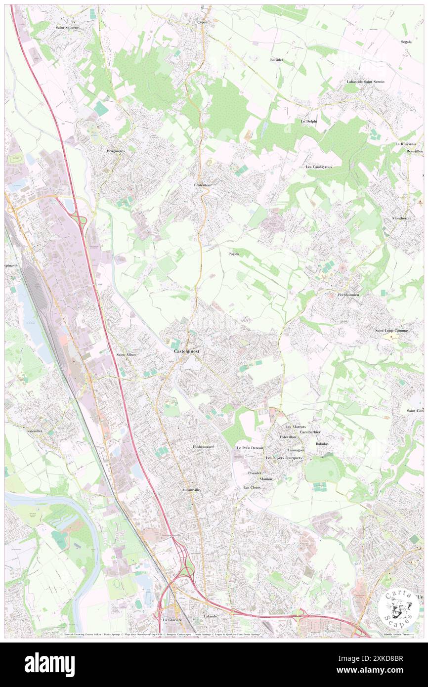 Castelginest, Upper Garonne, FR, Frankreich, Occitanie, n 43 41' 36'', N 1 25' 58'', Karte, Cartascapes Map, veröffentlicht 2024. Erkunden Sie Cartascapes, eine Karte, die die vielfältigen Landschaften, Kulturen und Ökosysteme der Erde enthüllt. Reisen Sie durch Zeit und Raum und entdecken Sie die Verflechtungen der Vergangenheit, Gegenwart und Zukunft unseres Planeten. Stockfoto