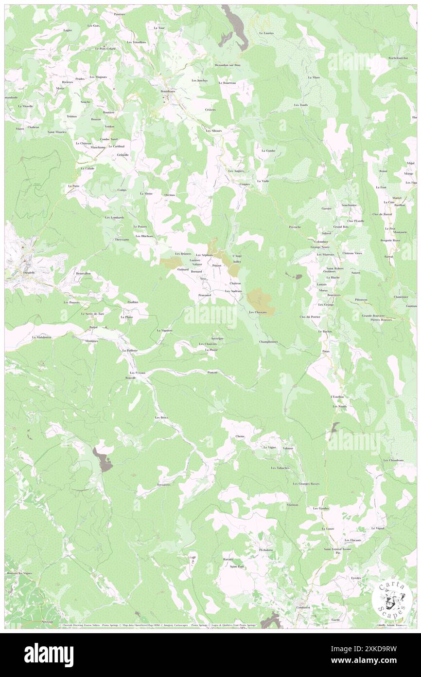 Vesc, Drôme, FR, Frankreich, Auvergne-Rhône-Alpes, n 44 31' 18'', N 5 9' 2'', Karte, Cartascapes Map, veröffentlicht 2024. Erkunden Sie Cartascapes, eine Karte, die die vielfältigen Landschaften, Kulturen und Ökosysteme der Erde enthüllt. Reisen Sie durch Zeit und Raum und entdecken Sie die Verflechtungen der Vergangenheit, Gegenwart und Zukunft unseres Planeten. Stockfoto