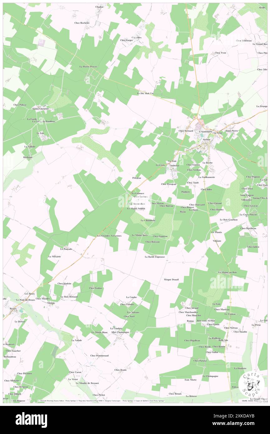 Arthenac, Charente-Maritime, FR, Frankreich, Nouvelle-Aquitaine, n 45 30' 54''', S 0 18' 51'', Karte, Cartascapes Map, veröffentlicht 2024. Erkunden Sie Cartascapes, eine Karte, die die vielfältigen Landschaften, Kulturen und Ökosysteme der Erde enthüllt. Reisen Sie durch Zeit und Raum und entdecken Sie die Verflechtungen der Vergangenheit, Gegenwart und Zukunft unseres Planeten. Stockfoto