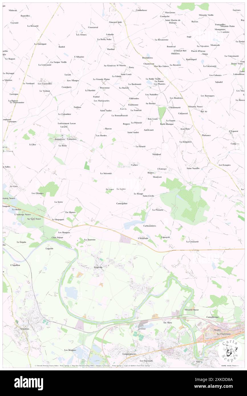 Carbes, Tarn, FR, Frankreich, Occitanie, n 43 38' 30'', N 2 9' 25'', Karte, Cartascapes Map, veröffentlicht 2024. Erkunden Sie Cartascapes, eine Karte, die die vielfältigen Landschaften, Kulturen und Ökosysteme der Erde enthüllt. Reisen Sie durch Zeit und Raum und entdecken Sie die Verflechtungen der Vergangenheit, Gegenwart und Zukunft unseres Planeten. Stockfoto