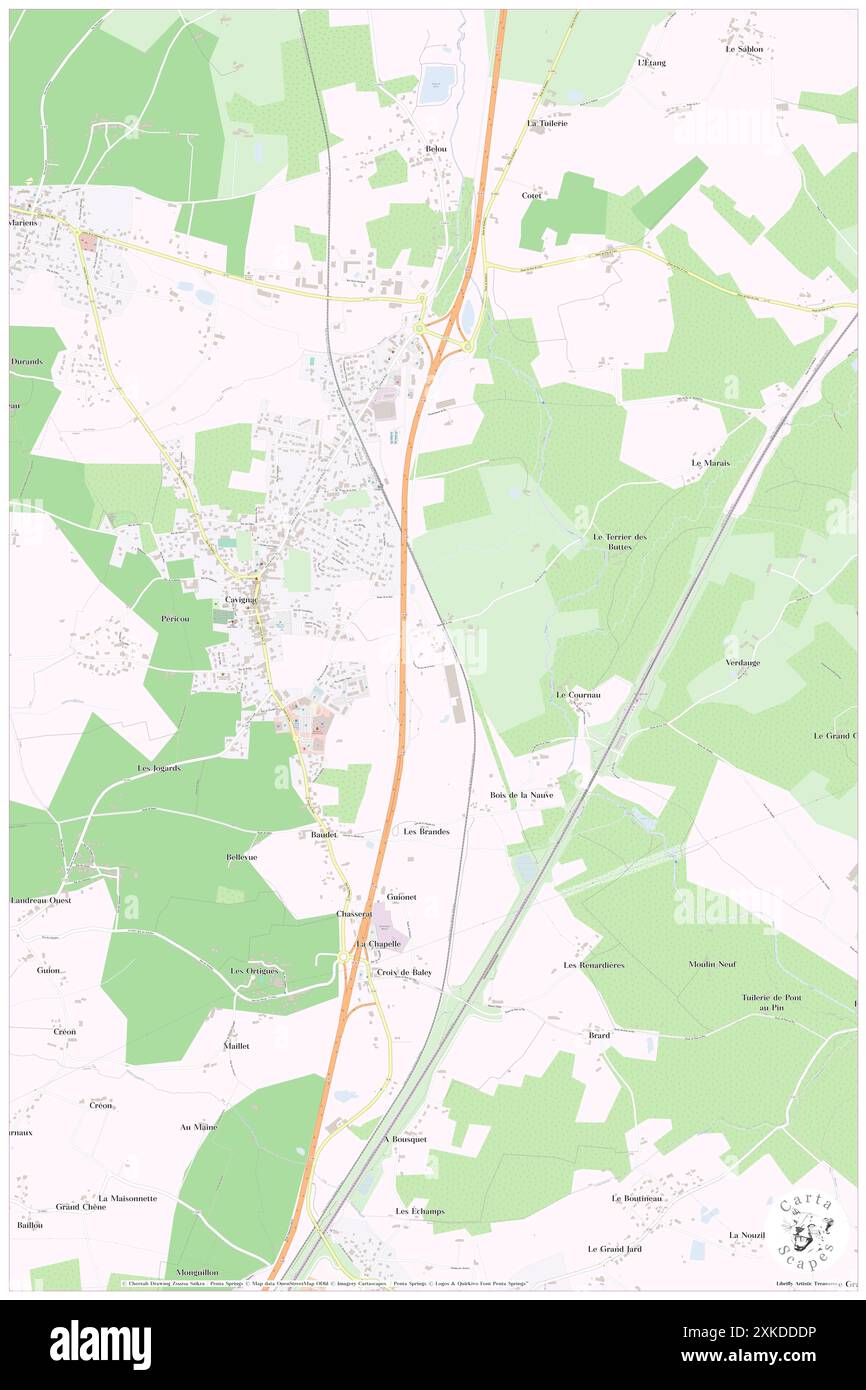 Cavignac, Gironde, FR, Frankreich, Nouvelle-Aquitaine, n 45 6' 2'', S 0 23' 24'', Karte, Cartascapes Map, veröffentlicht 2024. Erkunden Sie Cartascapes, eine Karte, die die vielfältigen Landschaften, Kulturen und Ökosysteme der Erde enthüllt. Reisen Sie durch Zeit und Raum und entdecken Sie die Verflechtungen der Vergangenheit, Gegenwart und Zukunft unseres Planeten. Stockfoto