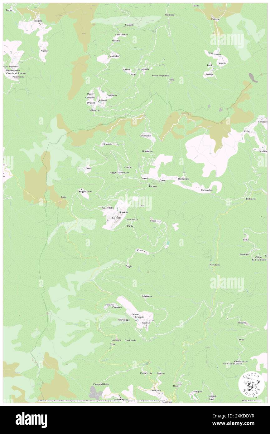 La Porta, Oberkorsika, FR, Frankreich, Korsika, n 42 25' 22'', N 9 21' 10'', Karte, Cartascapes Map, veröffentlicht 2024. Erkunden Sie Cartascapes, eine Karte, die die vielfältigen Landschaften, Kulturen und Ökosysteme der Erde enthüllt. Reisen Sie durch Zeit und Raum und entdecken Sie die Verflechtungen der Vergangenheit, Gegenwart und Zukunft unseres Planeten. Stockfoto