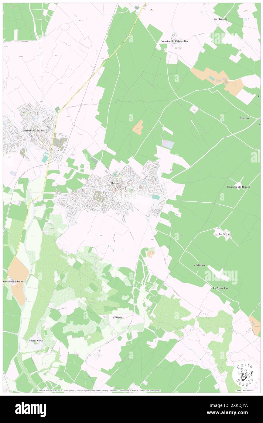 Bassan, Hérault, FR, Frankreich, Occitanie, n 43 24' 41''', N 3 15' 15''', Karte, Cartascapes Map, veröffentlicht 2024. Erkunden Sie Cartascapes, eine Karte, die die vielfältigen Landschaften, Kulturen und Ökosysteme der Erde enthüllt. Reisen Sie durch Zeit und Raum und entdecken Sie die Verflechtungen der Vergangenheit, Gegenwart und Zukunft unseres Planeten. Stockfoto