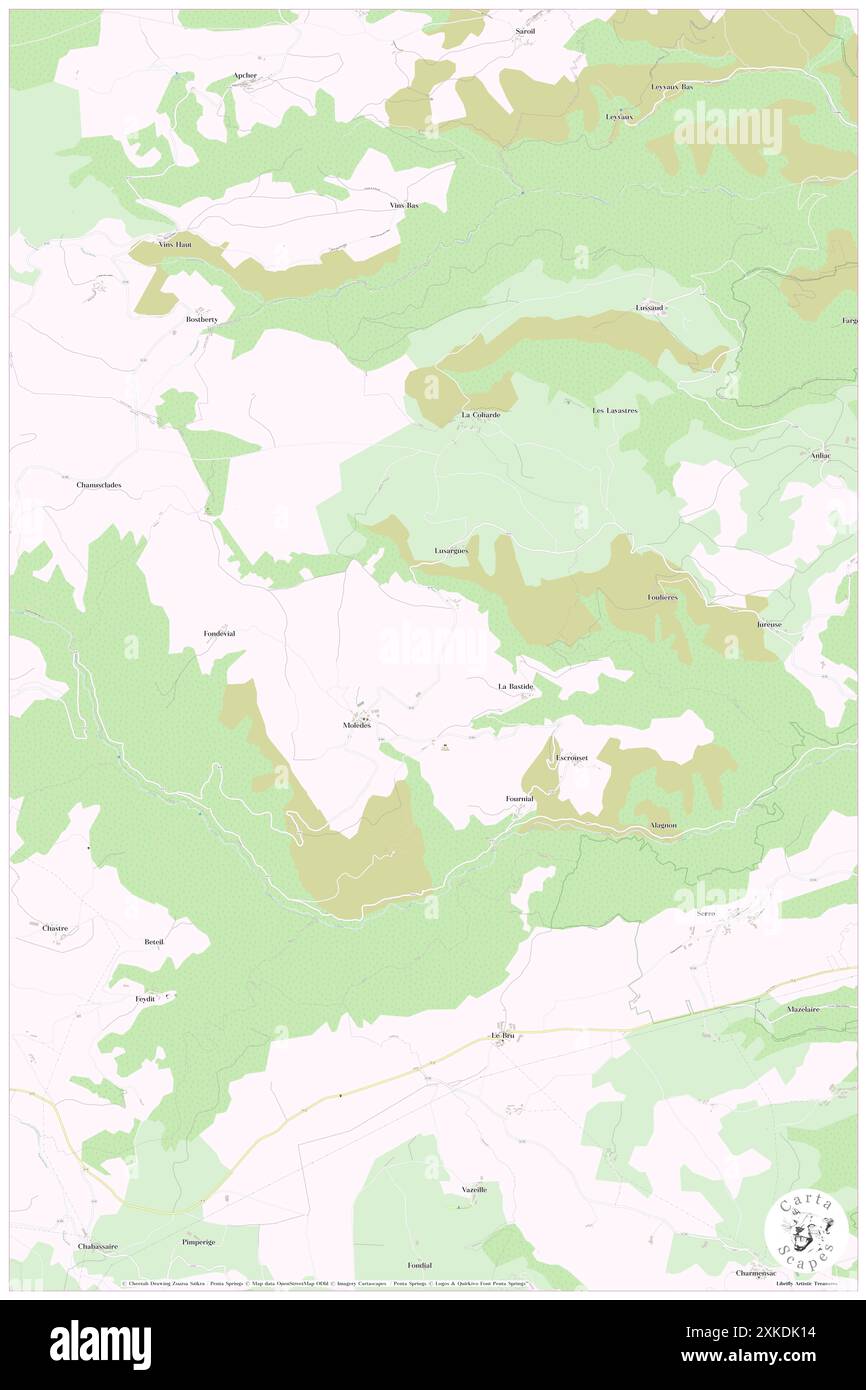 Moledes, Cantal, FR, Frankreich, Auvergne-Rhône-Alpes, n 45 15' 46'', N 3 2' 22'', Karte, Cartascapes Map, veröffentlicht 2024. Erkunden Sie Cartascapes, eine Karte, die die vielfältigen Landschaften, Kulturen und Ökosysteme der Erde enthüllt. Reisen Sie durch Zeit und Raum und entdecken Sie die Verflechtungen der Vergangenheit, Gegenwart und Zukunft unseres Planeten. Stockfoto