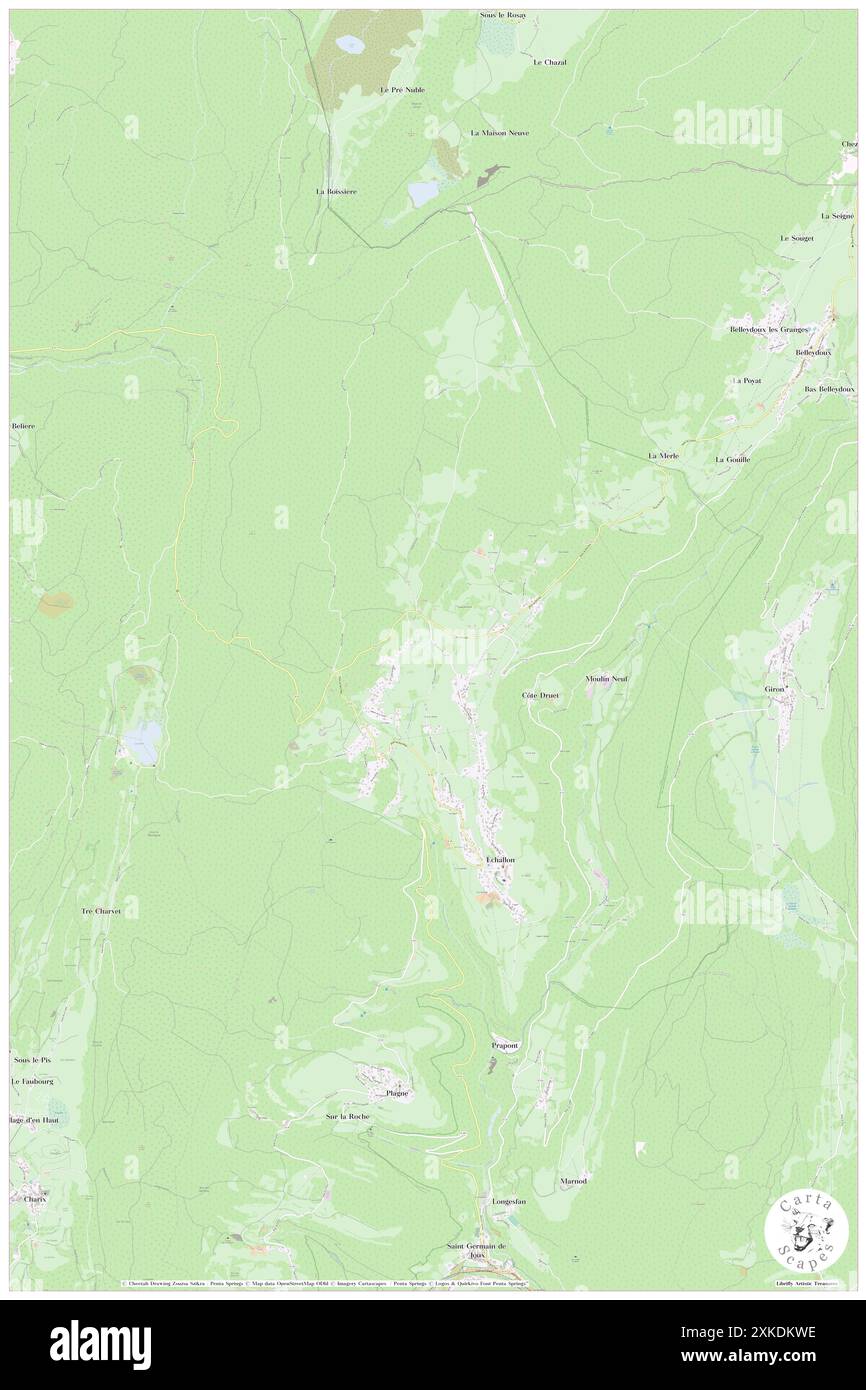 Commune d'EChallon, FR, Frankreich, Auvergne-Rhône-Alpes, N 46 13' 40''', N 5 43' 56''', Karte, Karte, Karte von Cartascapes Map, veröffentlicht 2024. Erkunden Sie Cartascapes, eine Karte, die die vielfältigen Landschaften, Kulturen und Ökosysteme der Erde enthüllt. Reisen Sie durch Zeit und Raum und entdecken Sie die Verflechtungen der Vergangenheit, Gegenwart und Zukunft unseres Planeten. Stockfoto