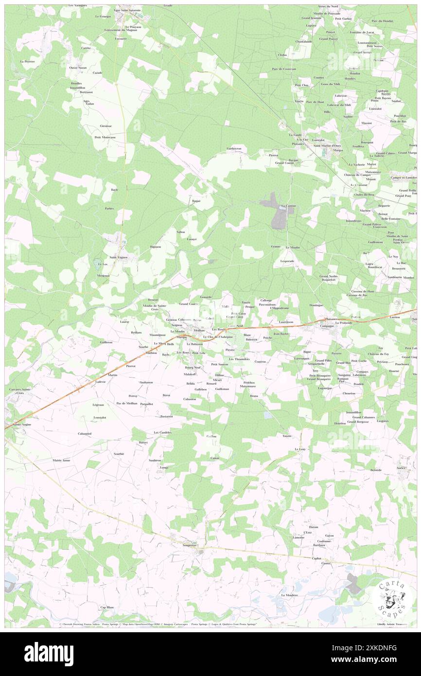 Meilhan, Landes, FR, Frankreich, Nouvelle-Aquitaine, n 43 51' 48''', S 0 42' 23'', Karte, Cartascapes Map, veröffentlicht 2024. Erkunden Sie Cartascapes, eine Karte, die die vielfältigen Landschaften, Kulturen und Ökosysteme der Erde enthüllt. Reisen Sie durch Zeit und Raum und entdecken Sie die Verflechtungen der Vergangenheit, Gegenwart und Zukunft unseres Planeten. Stockfoto