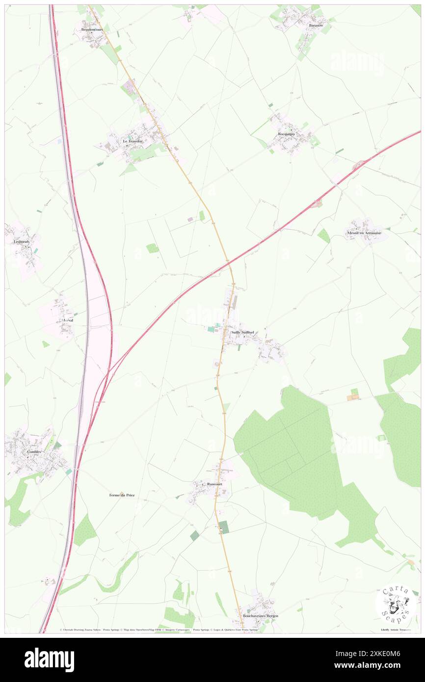 Sailly-Saillisel, Somme, FR, Frankreich, Hauts-de-France, n 50 1' 50''', N 2 54' 47''', Karte, Cartascapes Map, veröffentlicht 2024. Erkunden Sie Cartascapes, eine Karte, die die vielfältigen Landschaften, Kulturen und Ökosysteme der Erde enthüllt. Reisen Sie durch Zeit und Raum und entdecken Sie die Verflechtungen der Vergangenheit, Gegenwart und Zukunft unseres Planeten. Stockfoto