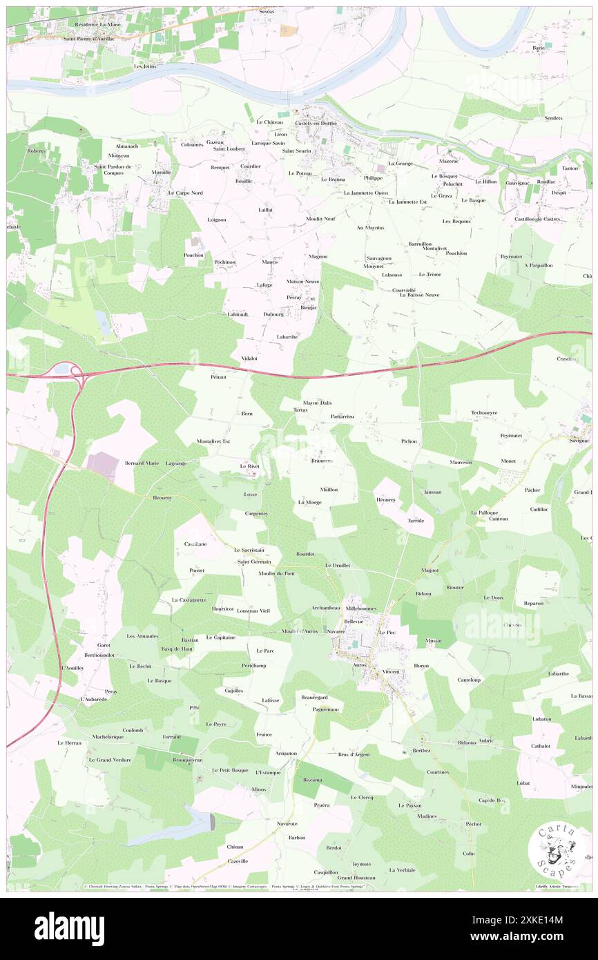 Brannens, Gironde, FR, Frankreich, Nouvelle-Aquitaine, n 44 31' 16'', S 0 9' 7'', Karte, Cartascapes Map, veröffentlicht 2024. Erkunden Sie Cartascapes, eine Karte, die die vielfältigen Landschaften, Kulturen und Ökosysteme der Erde enthüllt. Reisen Sie durch Zeit und Raum und entdecken Sie die Verflechtungen der Vergangenheit, Gegenwart und Zukunft unseres Planeten. Stockfoto