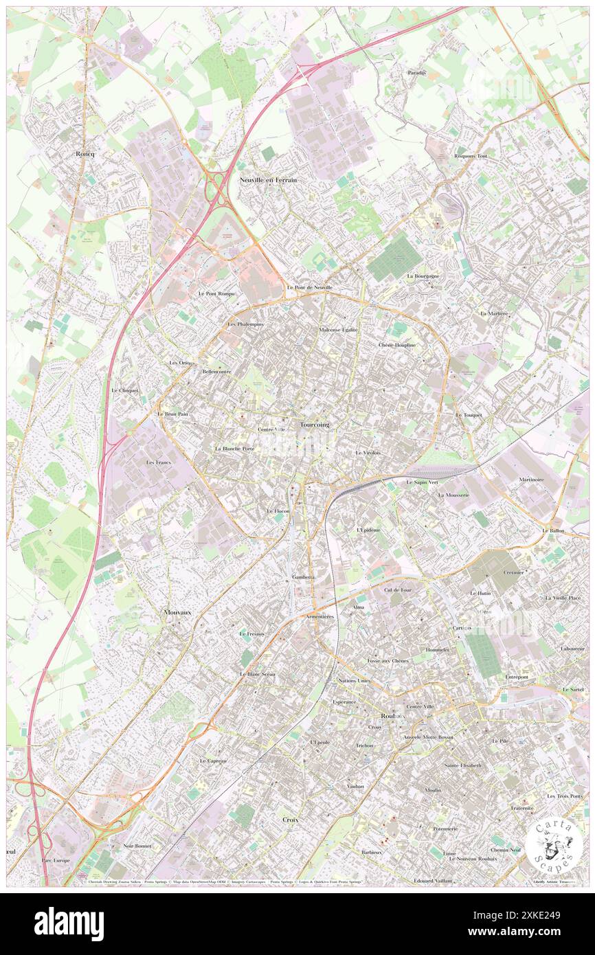 Tourcoing, Nord, FR, Frankreich, Hauts-de-France, n 50 43' 20'', N 3 9' 37'', Karte, Cartascapes Map, veröffentlicht 2024. Erkunden Sie Cartascapes, eine Karte, die die vielfältigen Landschaften, Kulturen und Ökosysteme der Erde enthüllt. Reisen Sie durch Zeit und Raum und entdecken Sie die Verflechtungen der Vergangenheit, Gegenwart und Zukunft unseres Planeten. Stockfoto