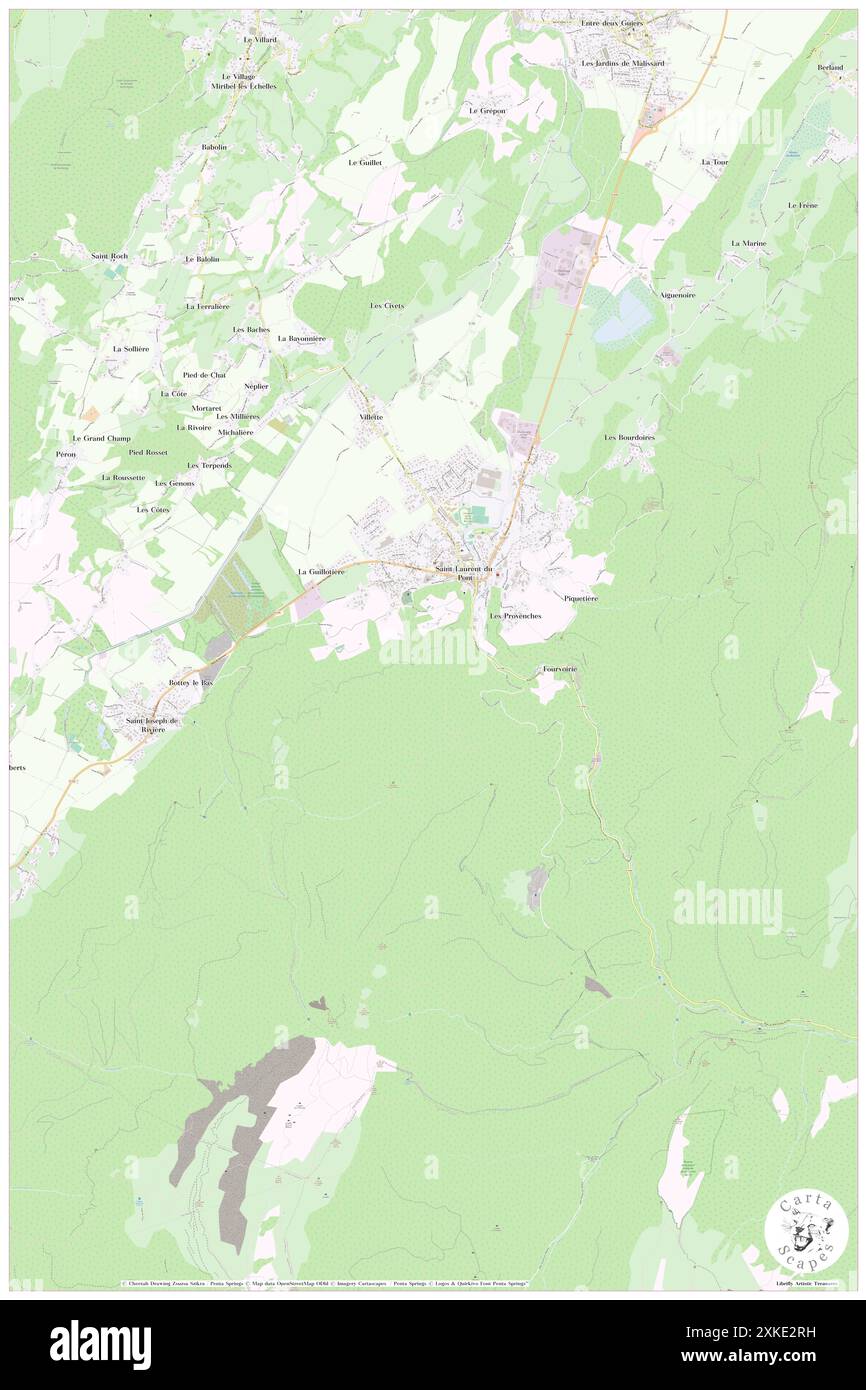 Saint-Laurent-du-Pont, Isère, FR, Frankreich, Auvergne-Rhône-Alpes, n 45 23' 15''', N 5 44' 4''', Karte, Cartascapes Map, veröffentlicht 2024. Erkunden Sie Cartascapes, eine Karte, die die vielfältigen Landschaften, Kulturen und Ökosysteme der Erde enthüllt. Reisen Sie durch Zeit und Raum und entdecken Sie die Verflechtungen der Vergangenheit, Gegenwart und Zukunft unseres Planeten. Stockfoto