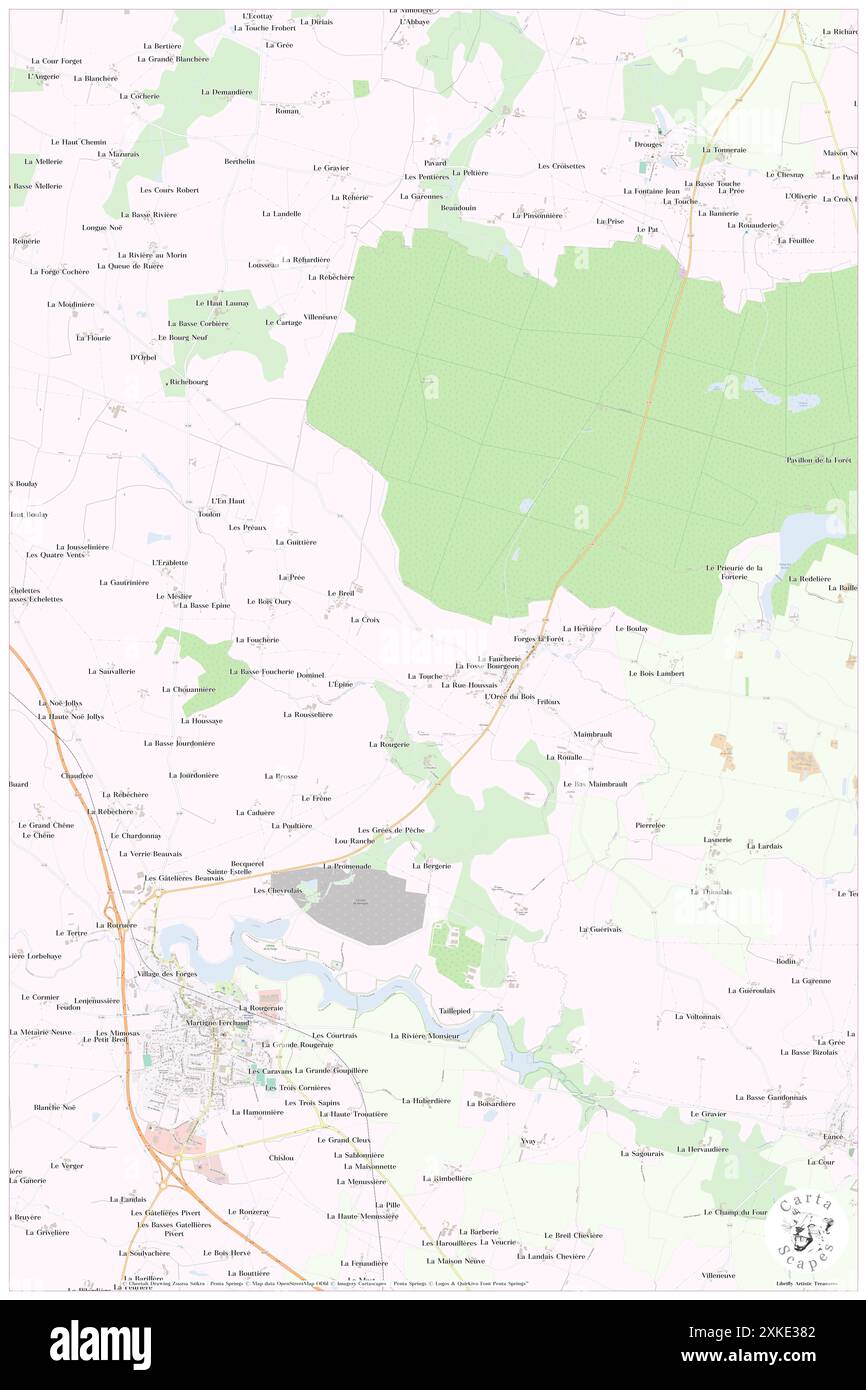 Forges-la-Foret, Ille-et-Vilaine, FR, Frankreich, Bretagne, n 47 51' 33'', S 1 16' 53'', Karte, Cartascapes Map, veröffentlicht 2024. Erkunden Sie Cartascapes, eine Karte, die die vielfältigen Landschaften, Kulturen und Ökosysteme der Erde enthüllt. Reisen Sie durch Zeit und Raum und entdecken Sie die Verflechtungen der Vergangenheit, Gegenwart und Zukunft unseres Planeten. Stockfoto