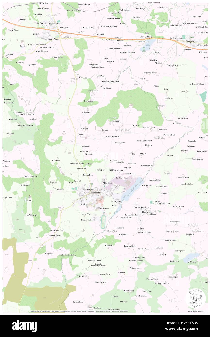 Guerlesquin, Finistère, FR, Frankreich, Bretagne, n 48 31' 2'', S 3 35' 18'', Karte, Cartascapes Map, veröffentlicht 2024. Erkunden Sie Cartascapes, eine Karte, die die vielfältigen Landschaften, Kulturen und Ökosysteme der Erde enthüllt. Reisen Sie durch Zeit und Raum und entdecken Sie die Verflechtungen der Vergangenheit, Gegenwart und Zukunft unseres Planeten. Stockfoto