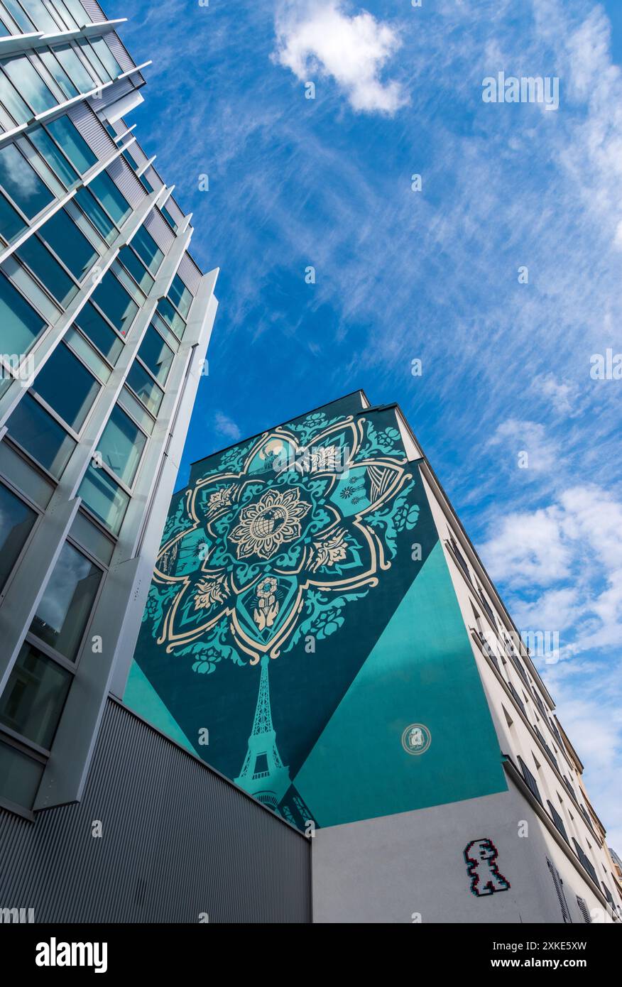 Straßenkunst in Paris, 13. Arrondissement, Frankreich Stockfoto