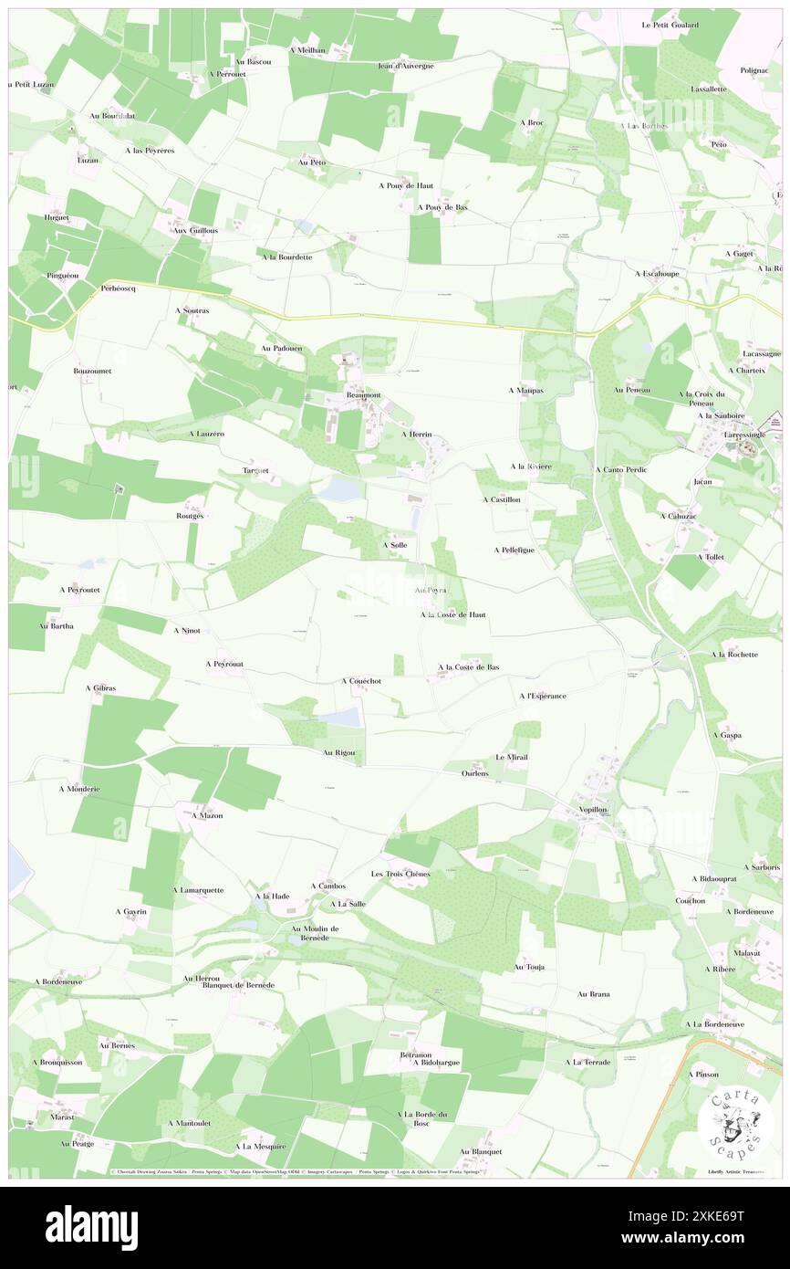 Beaumont, Gers, FR, Frankreich, Occitanie, n 43 56' 45'', N 0 17' 9'', Karte, Cartascapes Map, veröffentlicht 2024. Erkunden Sie Cartascapes, eine Karte, die die vielfältigen Landschaften, Kulturen und Ökosysteme der Erde enthüllt. Reisen Sie durch Zeit und Raum und entdecken Sie die Verflechtungen der Vergangenheit, Gegenwart und Zukunft unseres Planeten. Stockfoto