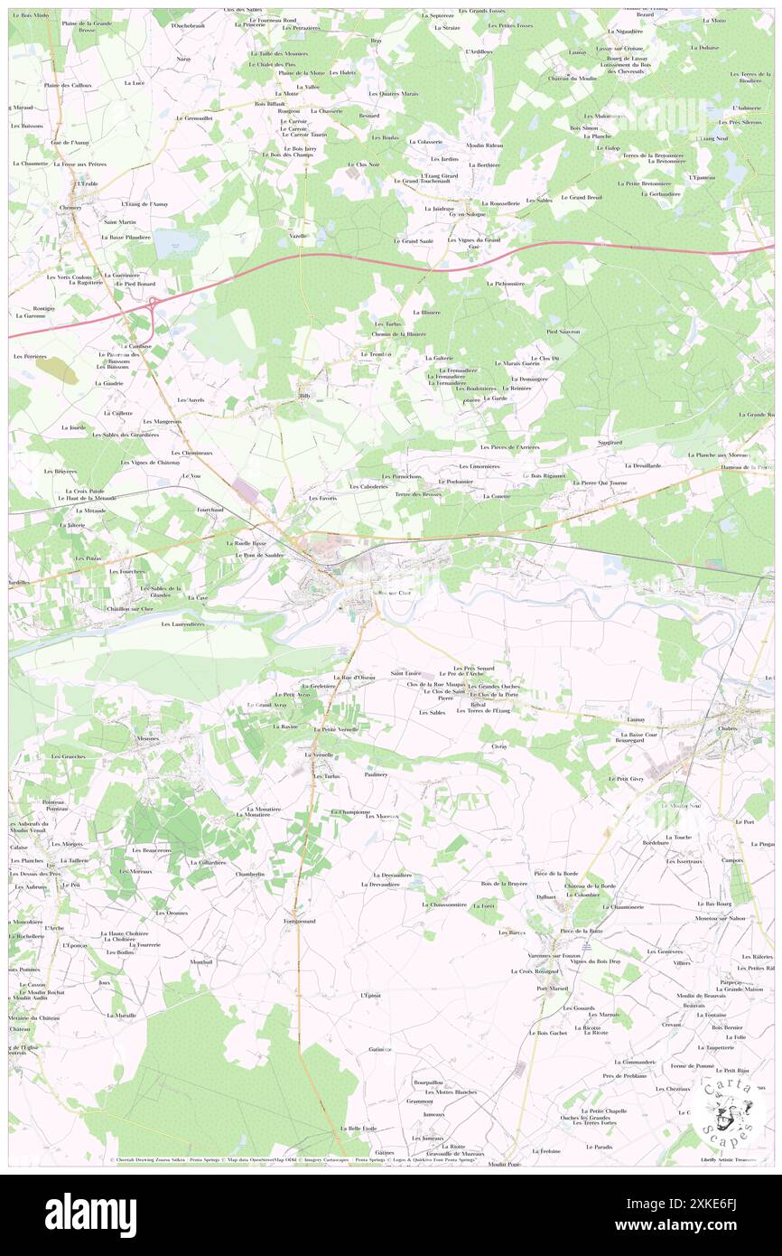 Selles-sur-Cher, Loir-et-Cher, FR, Frankreich, Centre, n 47 16' 32''', N 1 33' 16''', Karte, Cartascapes Map, veröffentlicht 2024. Erkunden Sie Cartascapes, eine Karte, die die vielfältigen Landschaften, Kulturen und Ökosysteme der Erde enthüllt. Reisen Sie durch Zeit und Raum und entdecken Sie die Verflechtungen der Vergangenheit, Gegenwart und Zukunft unseres Planeten. Stockfoto