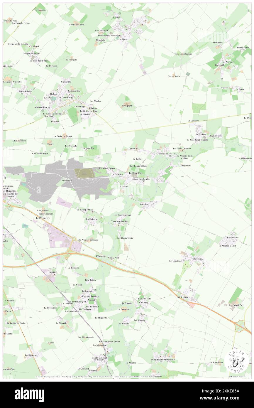 Esquay-sur-Seulles, Calvados, FR, Frankreich, Normandie, n 49 16' 21'', S 0 37' 22'', Karte, Cartascapes Map, veröffentlicht 2024. Erkunden Sie Cartascapes, eine Karte, die die vielfältigen Landschaften, Kulturen und Ökosysteme der Erde enthüllt. Reisen Sie durch Zeit und Raum und entdecken Sie die Verflechtungen der Vergangenheit, Gegenwart und Zukunft unseres Planeten. Stockfoto