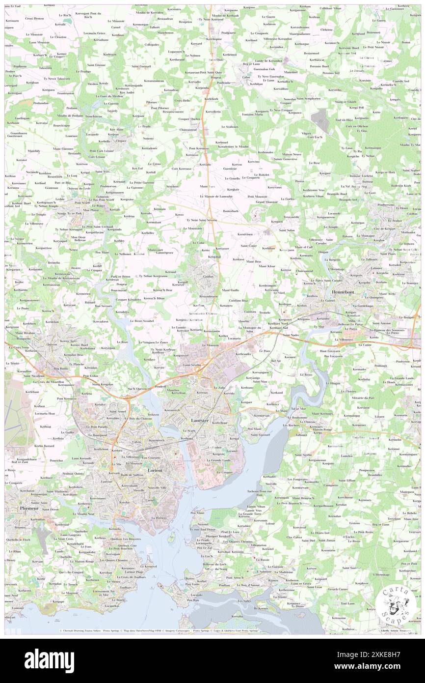 Lanester, Morbihan, FR, Frankreich, Bretagne, n 47 45' 47'', S 3 20' 20'', Karte, Cartascapes Map, veröffentlicht 2024. Erkunden Sie Cartascapes, eine Karte, die die vielfältigen Landschaften, Kulturen und Ökosysteme der Erde enthüllt. Reisen Sie durch Zeit und Raum und entdecken Sie die Verflechtungen der Vergangenheit, Gegenwart und Zukunft unseres Planeten. Stockfoto