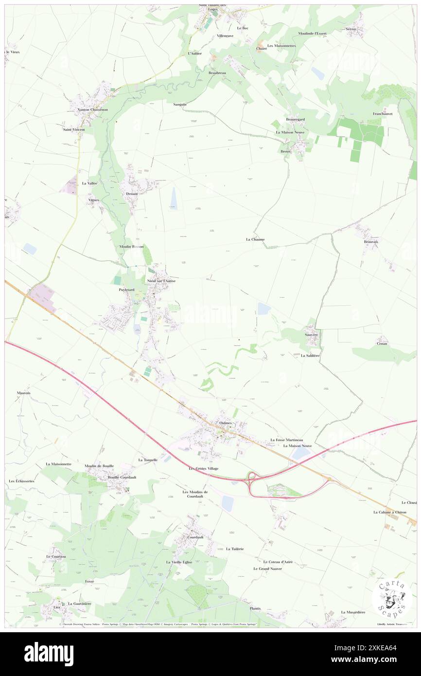 Rives-d'Autise, Vendée, FR, Frankreich, Pays de la Loire, N 46 25' 26'', S 0 40' 45'', Karte, Karte, Karte von Cartascapes Map, veröffentlicht 2024. Erkunden Sie Cartascapes, eine Karte, die die vielfältigen Landschaften, Kulturen und Ökosysteme der Erde enthüllt. Reisen Sie durch Zeit und Raum und entdecken Sie die Verflechtungen der Vergangenheit, Gegenwart und Zukunft unseres Planeten. Stockfoto