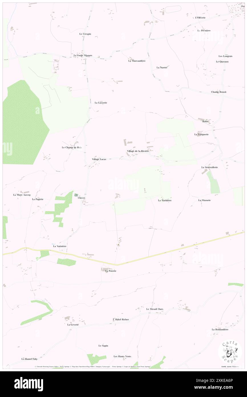 Chevry, Manche, FR, Frankreich, Normandie, n 48 58' 5'', S 1 7' 12'', Karte, Cartascapes Map, veröffentlicht 2024. Erkunden Sie Cartascapes, eine Karte, die die vielfältigen Landschaften, Kulturen und Ökosysteme der Erde enthüllt. Reisen Sie durch Zeit und Raum und entdecken Sie die Verflechtungen der Vergangenheit, Gegenwart und Zukunft unseres Planeten. Stockfoto