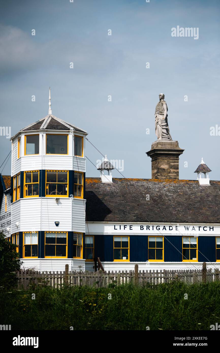 Das 2014 eröffnete Tynemouth Volunteer Life Brigade Watch House ist heute ein Museum, das die Aktionen der Brigade aus dem Jahr 1864 dokumentiert. Stockfoto