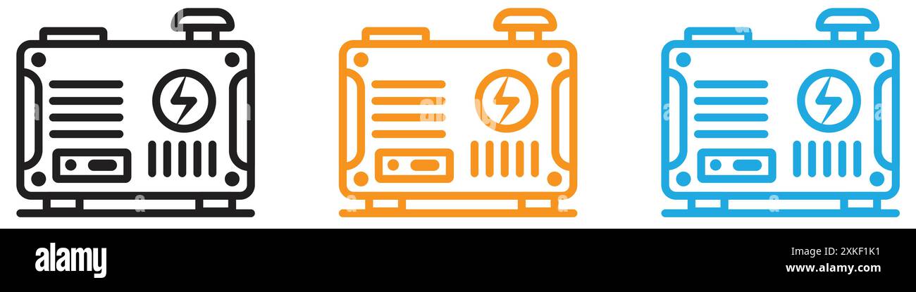 Tragbare Stromerzeuger Symbol Vektor-Logo-Set Sammlung oder Bündelpackung Stock Vektor