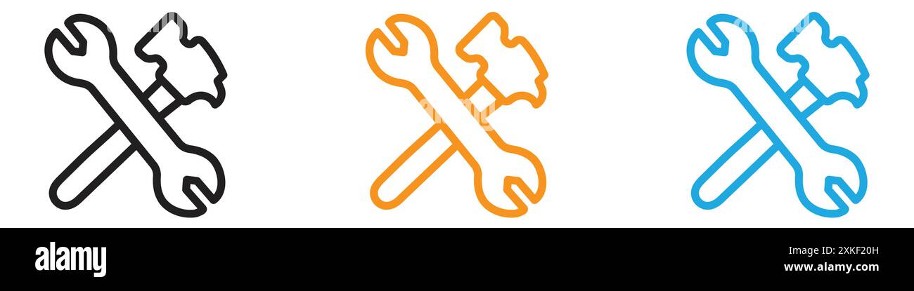 Schraubenschlüssel-Symbol Vektor-Logo-Set-Kollektion oder Bündelpackung Stock Vektor