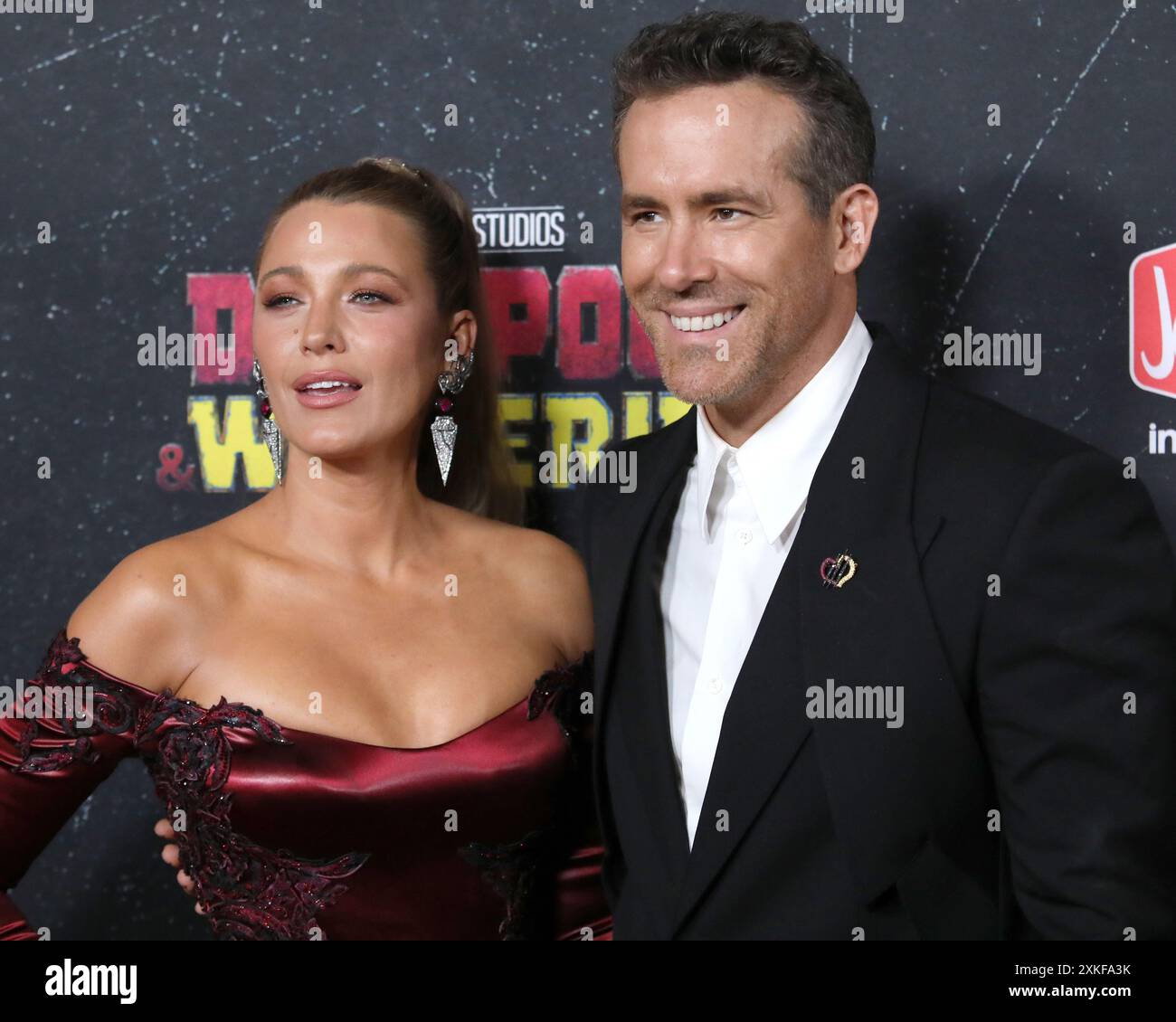 New York, New York, USA. Juli 2024. Blake Lively und Ryan Reynolds nehmen an der Uraufführung von „Deadpool & Wolverine“ im David H. Koch Theater in New York Teil. Quelle: Greg Allen/Alamy Live News. Stockfoto
