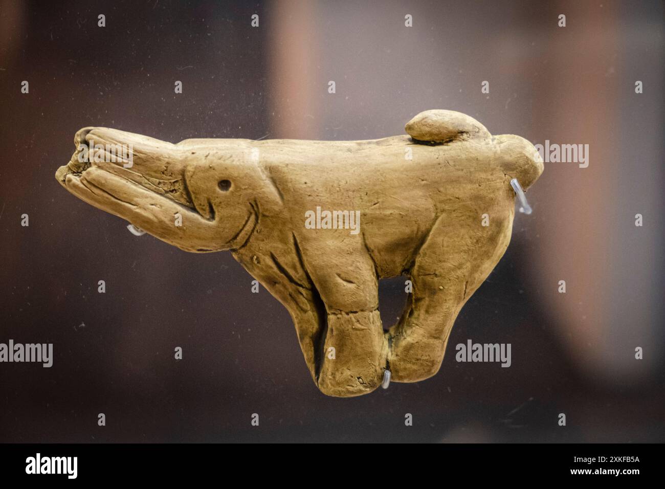 Mammut auf Rentiergeweih, oberpaläolithische Magdalena, Museo de la evolución humana, MEH, Burgos , Spanien. Stockfoto
