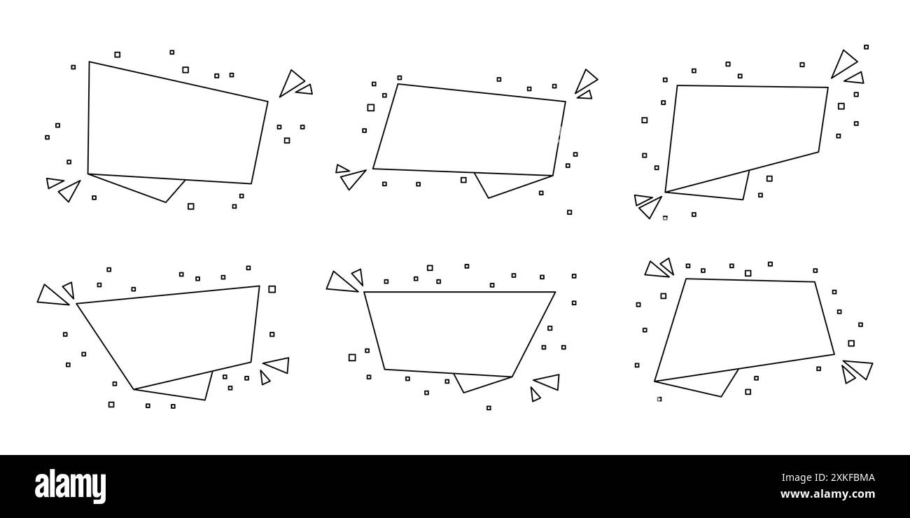 Abstrakte isolierte Werbelabel-Kollektion, Verkaufsabzeichen mit horizontaler Kontur, flaches Werbebanner, geometrisches Web-Rabatttag-Set, rechteckige Preise Stock Vektor