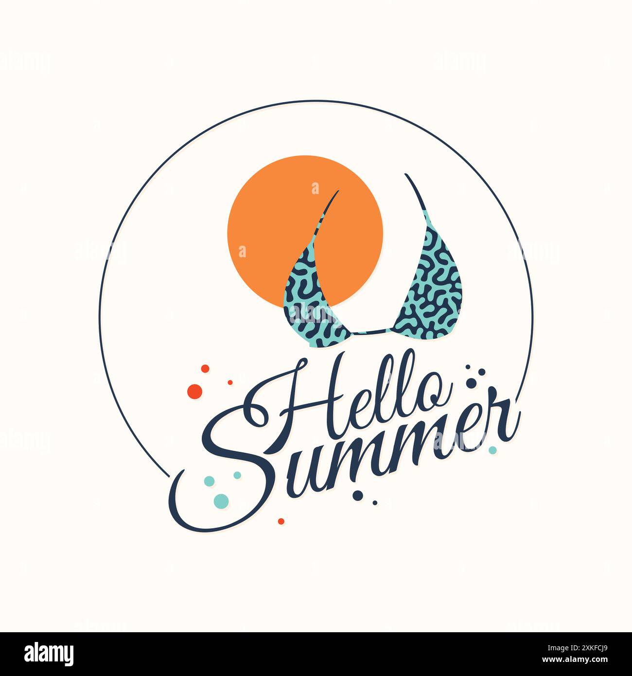 Hallo Sommer Brief Banner Vorlage Hintergrund mit BH. Vektorillustration Stock Vektor