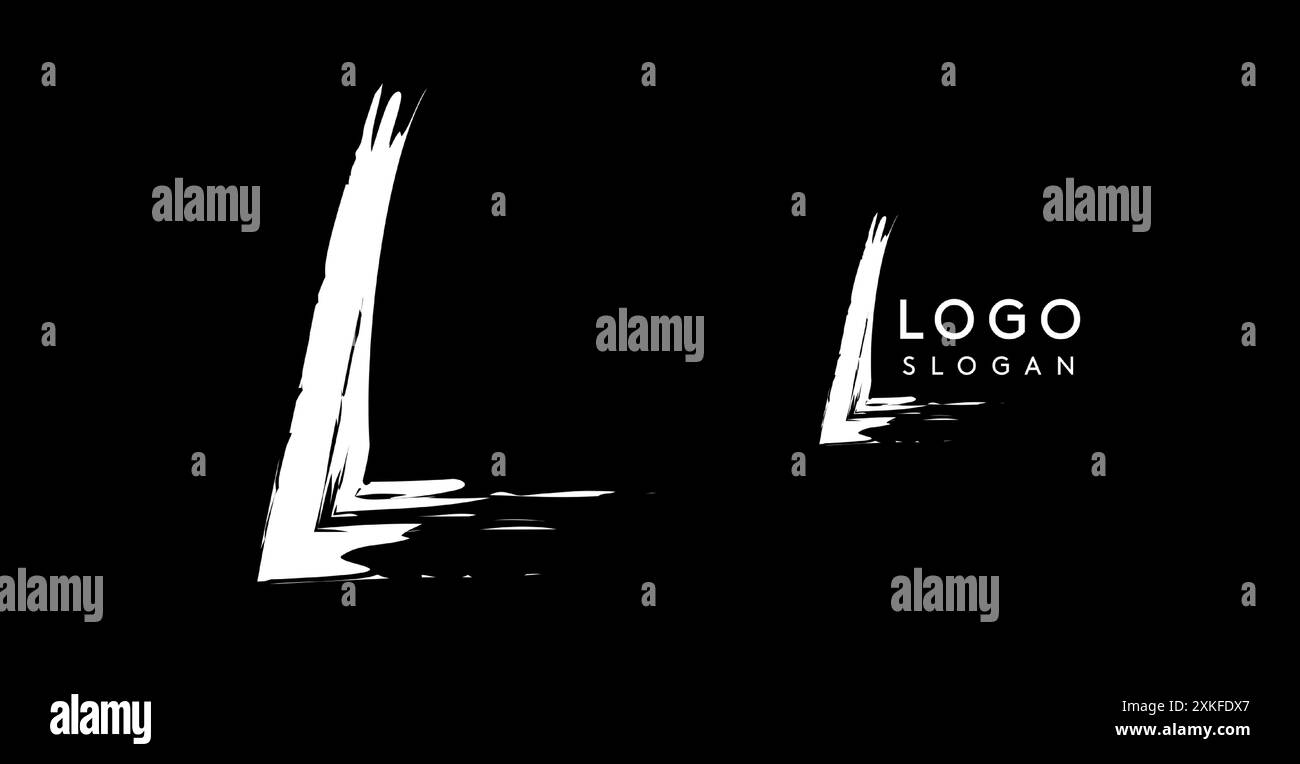 Handgezeichneter Pinselstrich L. kreatives modernes Logo-Design, Grunge-Prägung stilvolles Initiallogo für Corporate Branding, Business Identity und Stock Vektor