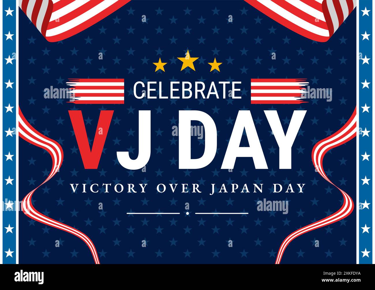 VJ Sieg über Japan Day Celebration Vektor-Illustration mit der United States Flag Hintergrund in einem National Holiday Flat Cartoon Style Design Stock Vektor