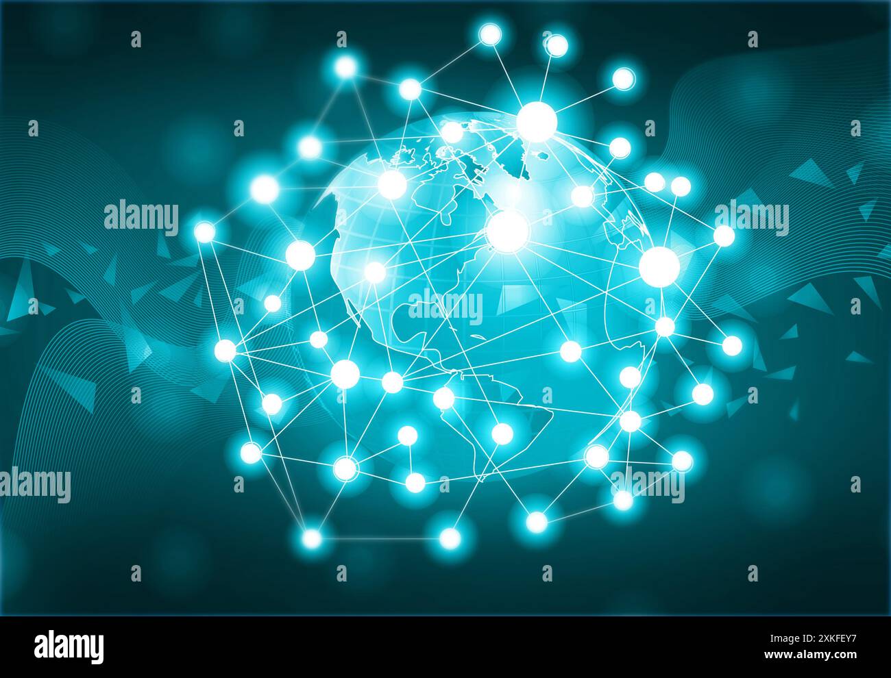 Globales Kommunikationsnetzwerk. 3D-Abbildung Stockfoto