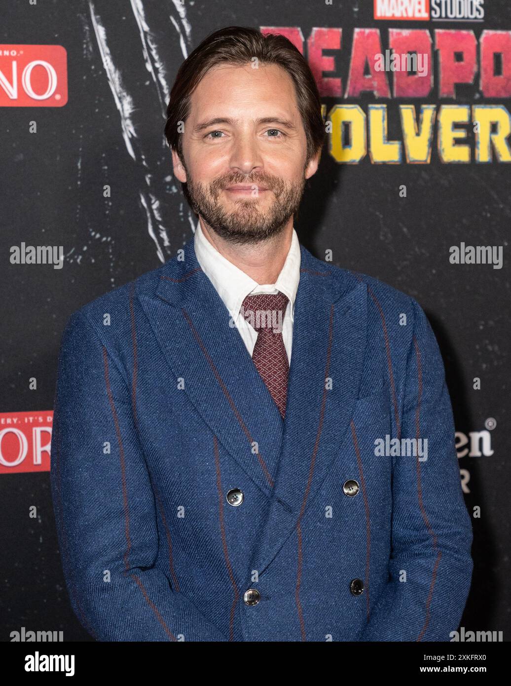 Aaron Stanford nimmt am 22. Juli 2024 an der Uraufführung der Marvel Studios „Deadpool & Wolverine“ im David H. Koch Theater in New York Teil. (Foto: Lev Radin/SIPA USA) Stockfoto