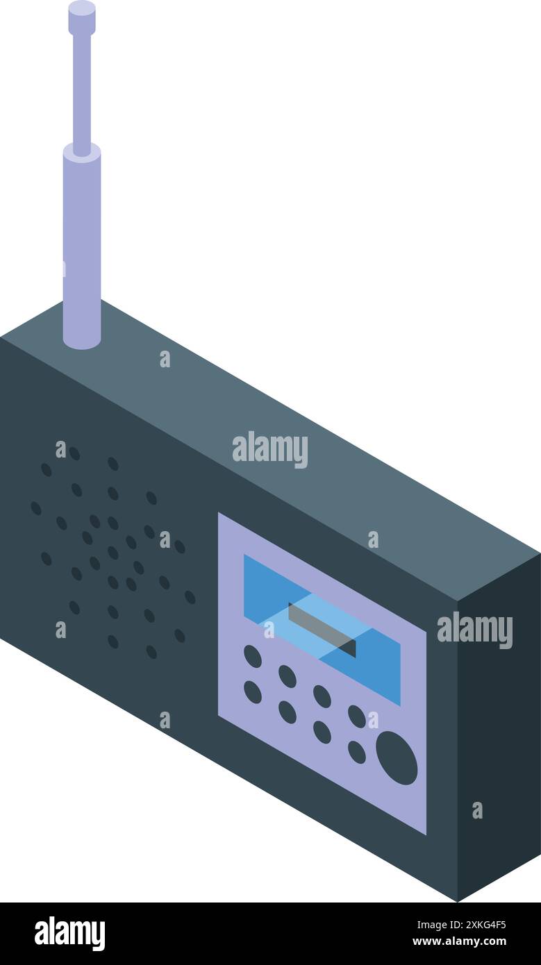 Tragbarer Funkempfänger zur Übertragung von Audiowellen, modernes Tuner-Symbol, isometrischer Stil Stock Vektor