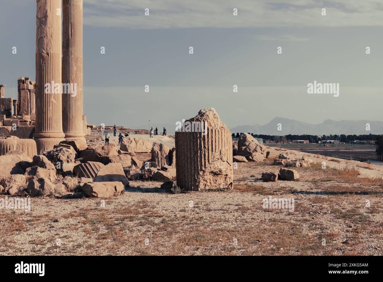 Ruinen des Apadana-Palastes (Audience Hall) in Persepolis, der alten persischen Hauptstadt von etwa 500 v. Chr., UNESCO-Weltkulturerbe in der Nähe von Shiraz, Iran Stockfoto