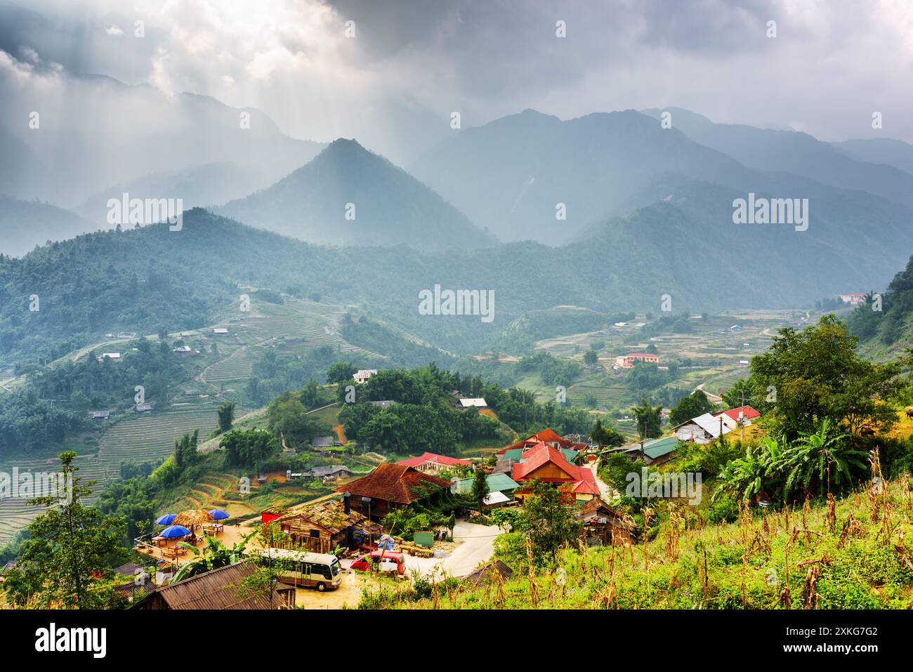 Blick auf das Cat Cat Cat Village im Sa Pa District, Vietnam Stockfoto