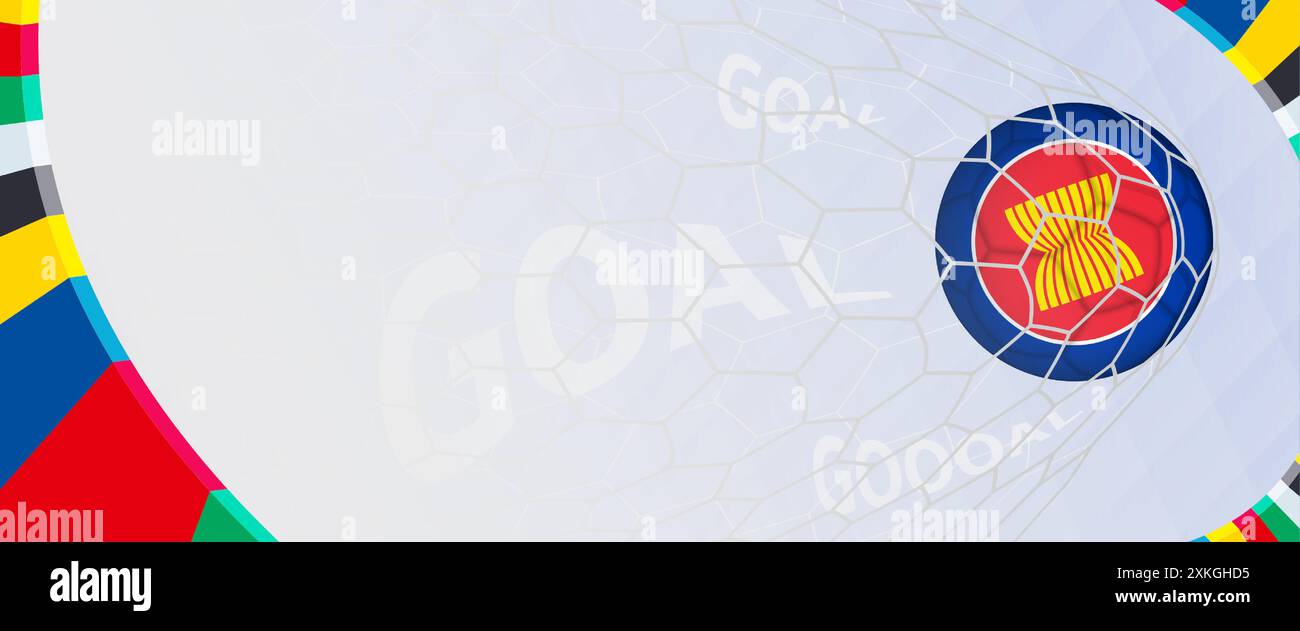 Festziel für die ASEAN-Fußballmannschaft in farbenfrohem Design. Perfekt für Fußballerfolge, internationale Fußballturniere und Sport-t Stock Vektor